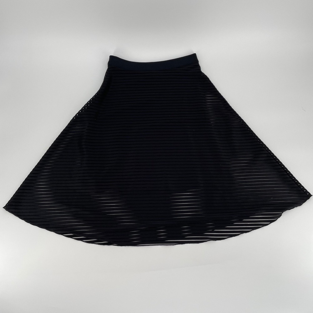 & Other Stories Black Sheer Stripe A Line Midi Skirt Cocktail Party US 6 - Picture 11 of 11